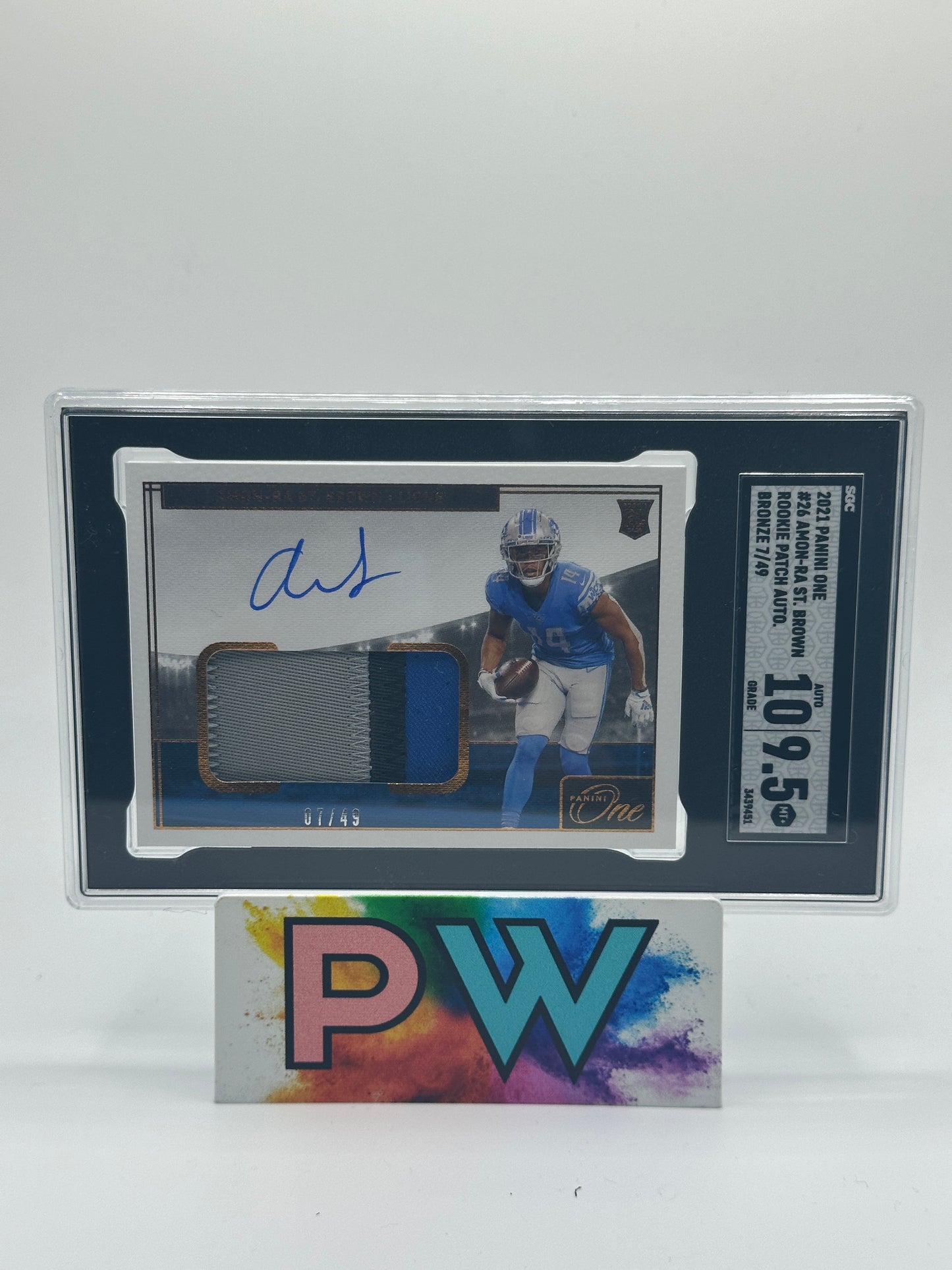 AMON-RA ST BROWN 2021 ONE PATCH AUTO BRONZE /49 SGC 9.5